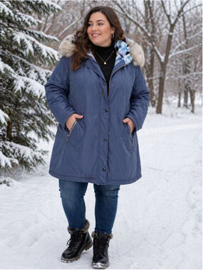 LAUNDRY BY SHELLI SEGAL Blue White Puffer Coat Women’s Plus Size XXL
